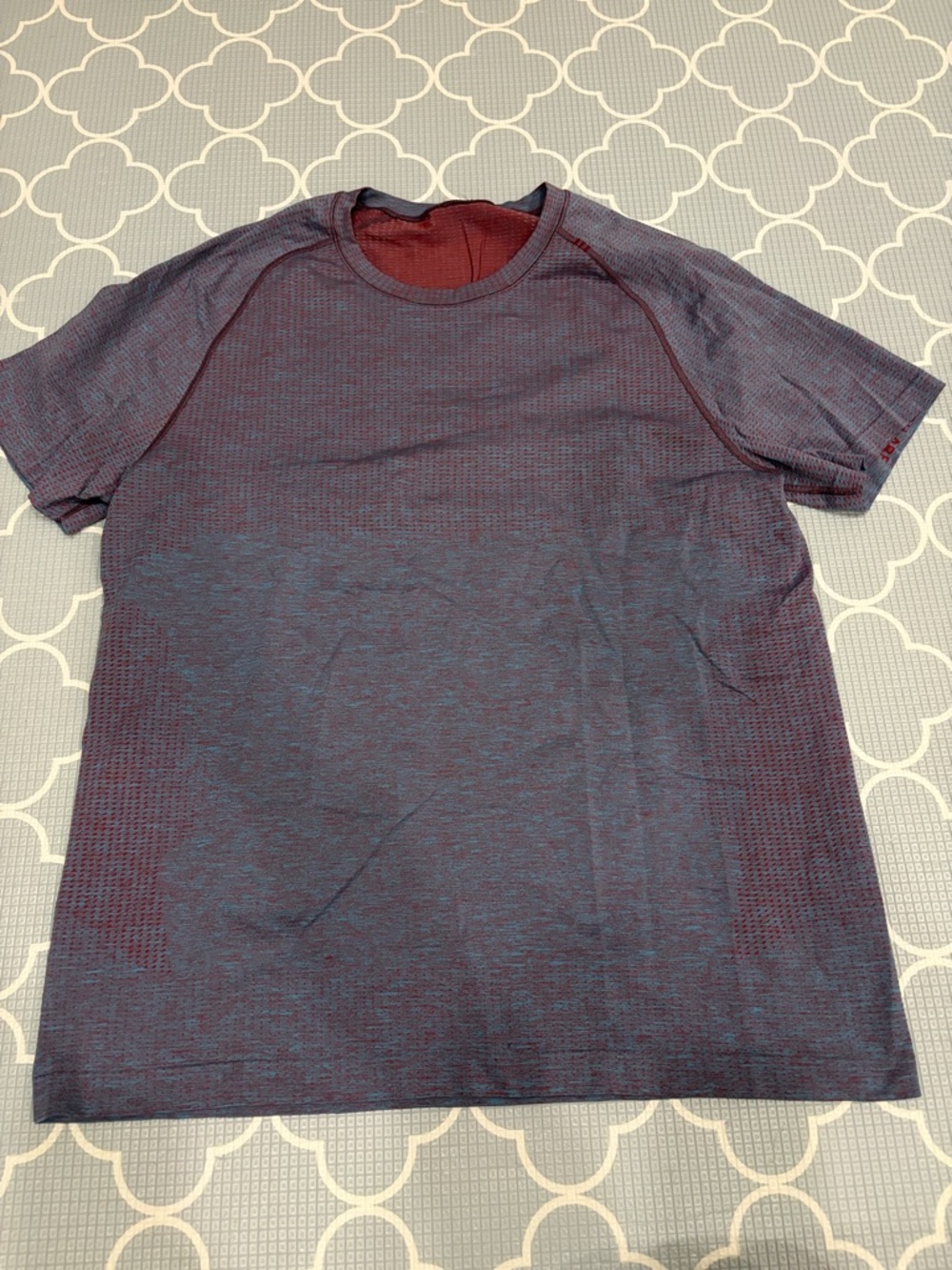 lululemon athletica Men's Maroon and Navy Short Sleeve Crew